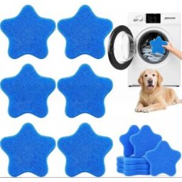 INF Éliminateur de poils pour machine à laver et sèche-linge - Éponge petite étoile de mer 6 pièces, bleu/bleu marine