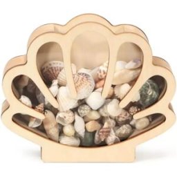INF Boîte de Rangement en Bois en Forme de Coquillage - Décoration Côtière & Organisateur de Souvenirs Or