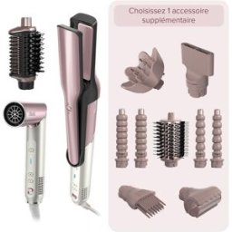 Multi-Styler premium et Sèche-Cheveux Shark Glam sur-mesure Rose - 1 embout au choix HD6000EUPK par SharkNinja