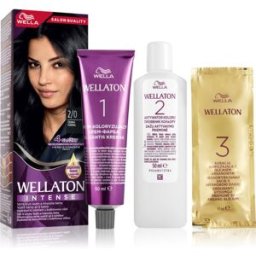 Wella Wellaton Intense coloration cheveux permanente à l'huile d'argan teinte 2/0 Black 1 pcs