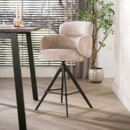 Vivabita Tabouret de bar pivotant moderne en tissu (lot de 2) Lexy Sable/brun ou champagne/brun