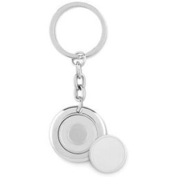 Porte-clés avec jeton aimanté personnalisé acier inoxydable argenté brillant