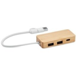 Hub USB 3 Ports en Bambou Personnalisé - HUBBAM bambou bois