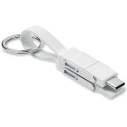 Porte-clés 4 en 1 Personnalisé avec Câble de Chargement - KEY C métal blanc