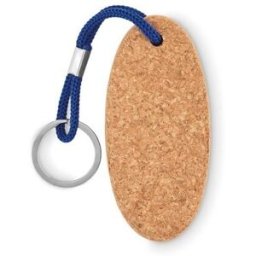 Porte-clés personnalisable flottant en liège BOAT acier inoxydable bleu royal