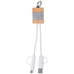 Câble de Charge Personnalisé en Bambou et Aluminium Recyclé - Desak bambou aluminium recyclé argenté