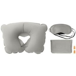 Set personnalisé voyage oreiller et masque Travelplus PVC gris