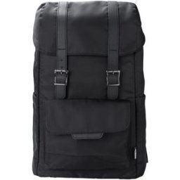 Sac à dos en polyester rPET avec rabat Marlowe cuir nylon métal noir