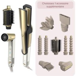 Multi-Styler premium et Sèche-Cheveux Shark Glam sur-mesure Or - 1 embout au choix HD6000EU par SharkNinja