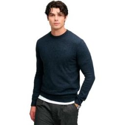 Superdry Pull Essential Lightweigt Wool Blend Jumper Rich Navy Marl S Homme
