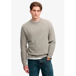 Superdry Pull Texture Knit Jumper Beige / Grey Twist XL Homme