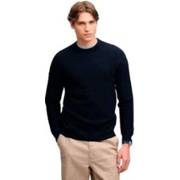 Superdry Pull Texture Knit Jumper Navy Twist 2XL Homme