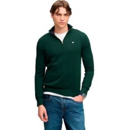 Superdry Pull à Demi-zip Prep Essential Cotton Quad Green 2XL Homme
