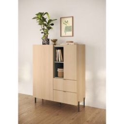Vivabita Buffet haut moderne chêne linberg/olive Buddy Chêne linberg/olive