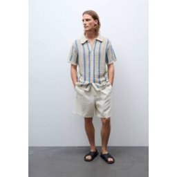 MONOPRIX Bermuda taille élastiquée en mélange lin et coton 40