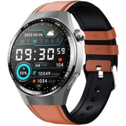 INF Montre connectée 1.55 inch écran rond – Bluetooth 5.3, IP67, 150+ modes sport, compatible avec l'application Joeme Fit Marron