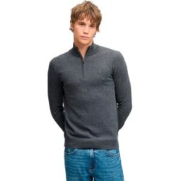 Superdry Pull à Demi-zip Essential Lightweight Wool Blend Iron Grey Marl S Homme