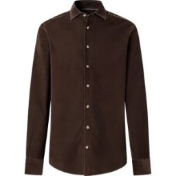 Hackett Chemise à Manches Longues Smart Babycord Ebony Brown L Homme