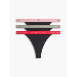 Tommy Hilfiger String Uw0uw06518 3 Unités Little Rosey / Vivid Pink / Utility Sage S Femme