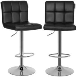 SONGMICS Tabourets de bar en PU (Lot de 2), Noir