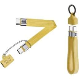 INF Kit câble USB-C FPC plat 240W + adaptateur d'extension - 240W MAX, USB4 80Gbps, 16K@60Hz, Puce Emark (TPE) Jaune
