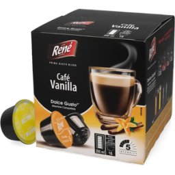 Café René Vanille Café - 16 Capsules de café pour Dolce Gusto - Grande - Café Vanille - Compatible Dolce Gusto