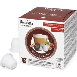 Dolce Vita Nocciolino - Cappuccino Noisette - 10 Capsules de café pour Nespresso® - Cappuccino - Café Noisette - Compatible Nespresso®