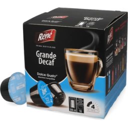 Café René Grande Décaféiné - 16 Capsules de café pour Dolce Gusto - Grande - Compatible Dolce Gusto
