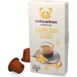 Columbus Espresso Vanille Macadamia - 10 Capsules de café pour Nespresso® - Espresso - Café Vanille - Compatible Nespresso®