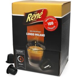 Café René Lungo Milano - 100 Capsules de café pour Nespresso® - Lungo - Compatible Nespresso®
