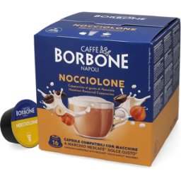 Caffè Borbone Nocciolone - Cappuccino Noisette - 16 Capsules de café pour Dolce Gusto - Café avec du lait - Café Noisette - Compatible Dolce Gusto