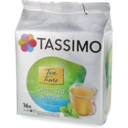 Tea Time Thé vert et menthe - 16 Capsules de thé pour Tassimo - Compatible Tassimo