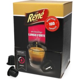 Café René Lungo Forte - 100 Capsules de café pour Nespresso® - Lungo - Compatible Nespresso®