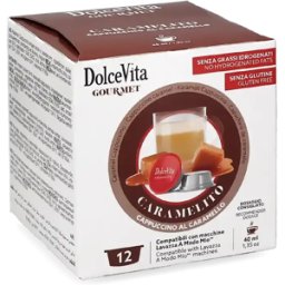 Mitac Dolce Vita Caramelito - Cappuccino au caramel - 12 Capsules de café pour Lavazza A Modo Mio - Compatible Lavazza A Modo Mio