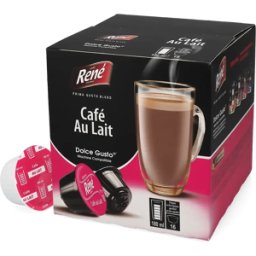 Café René Café au Lait - 16 Capsules de café pour Dolce Gusto - Café au lait - Compatible Dolce Gusto