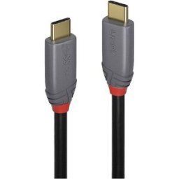 LINDY Câble USB USB 3.2 Gen2x2 USB-C® mâle, USB-C® mâle 1.00 m noir, gris rond, gaine en PVC, contacts dorés 36901