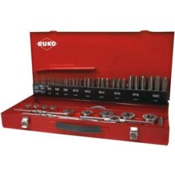 RUKO 245040 Set de tarauds pour machine 54 pièces métrique M3, M4, M5, M6, M8, M10, M12 coupe à droite HSS 1 set
