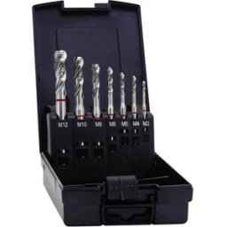Exact 43694 Set de tarauds pour machine 7 pièces métrique M3, M4, M5, M6, M8, M10, M12 coupe à droite DIN 371 HSS-E forme C 1 set