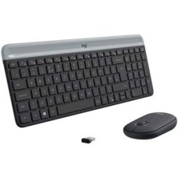 Logitech Slim Combo M sans fil Kit souris + clavier Touches à frappe silencieuse anglais US, QWERTY graphite