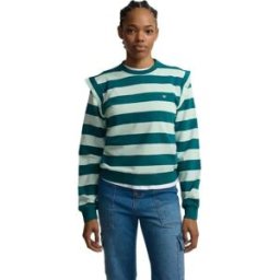 Silbon Sweat-shirt Striped Shoulder Pad Green M Femme
