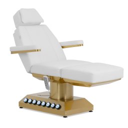 Table de massage électrique - chauffante - 4 moteurs - 350 W - 181 x 62 x 60,5 - 80,5 cm - 200 kg - blanc/doré