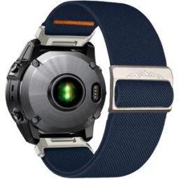 INF Bracelet de montre élastique en nylon pour Garmin Descent MK3i Bleu 22 mm