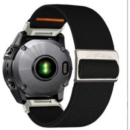 INF Bracelet de montre élastique en nylon pour Garmin Descent MK3i Le noir 26 mm