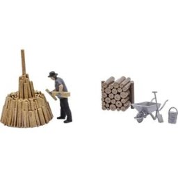 Busch H0 ACTION Set: Couches de bois