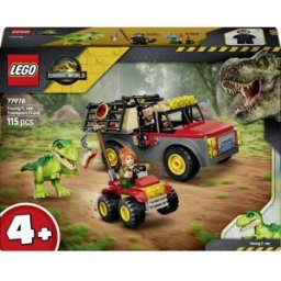77978 LEGO® JURASSIC WORLD™ Transporteur pour le garçon T.Rex; DINO de jouets; kit de construction pour jeux de rôle avec un T.Rex, 2 figurines et un quad;