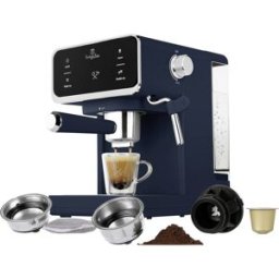 BerlingerHaus Machine à expresso bleu foncé (mat) 950 W compatible pad E.S.E, écran, avec fonction chauffe-tasse