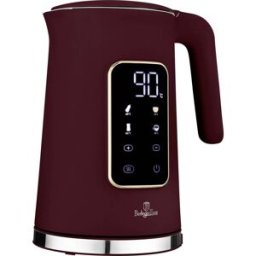 BerlingerHaus Bouilloire sans BPA, boîtier Cool-Touch, Minuteur digital, Écran LCD, présélection de la température, protection contre la surchauffe bordeaux