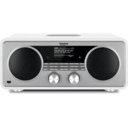 TechniSat DIGITRADIO 602, weiß/silber Radio-lecteur CD Internet DAB+, FM AUX, Bluetooth, CD, DAB+, radio internet, MP3, FM, USB, WiFi avec télécommande, charge
