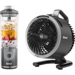 Pack Blender portable sans fil Ninja Blast Max 700 ml Gris et Ventilateur portable avec brume Shark FlexBreeze HydroGo Gris BC251EUGY par SharkNinja