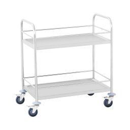 Charriot de service - inox - 2 tablettes avec garde-corps : 82 x 50 cm - 300 kg - Royal Catering